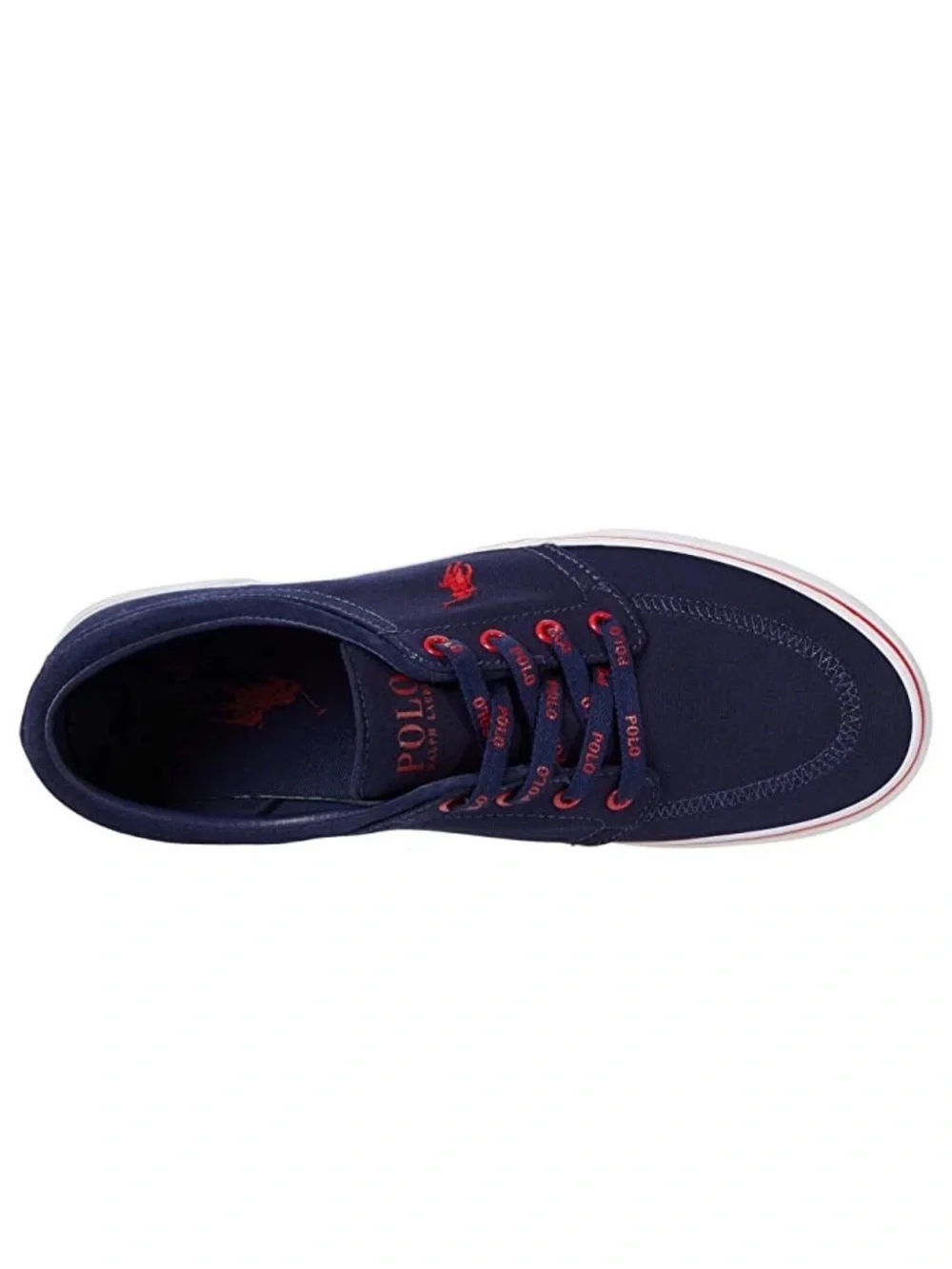 Polo Ralph Lauren Men’s Faxon X Pony Navy Red Canvas Sneakers Size 8 NWT